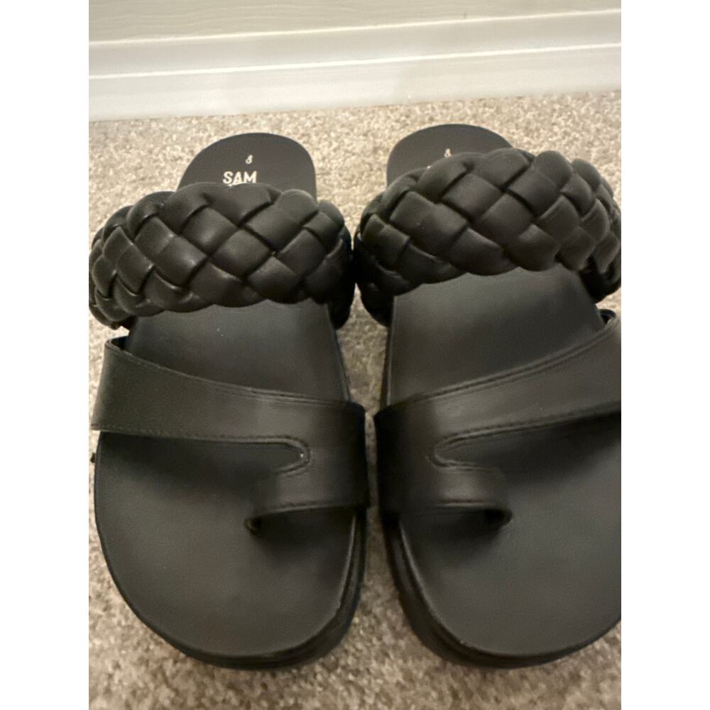 Sam & Libby Adelia Womens Black Footbed Sandals Double Strap Slides, sz 8 - Picture 8 of 9